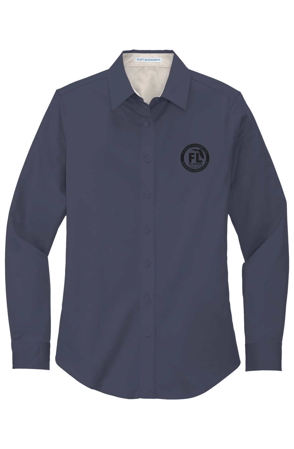 Womens Long Sleeve Easy Care Shirt - dark colors - embroidery